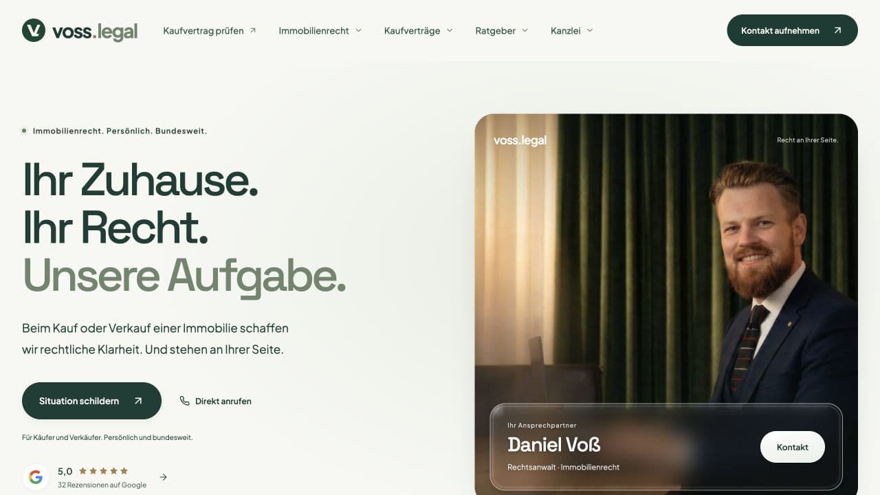 Aktuelle Startseite von voss.legal